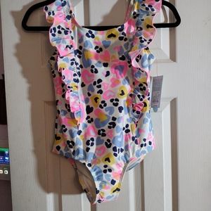 Cat & Jack Girl Swimsuit One Piece Ruffle Leopard - Size  10/12 plus NWT